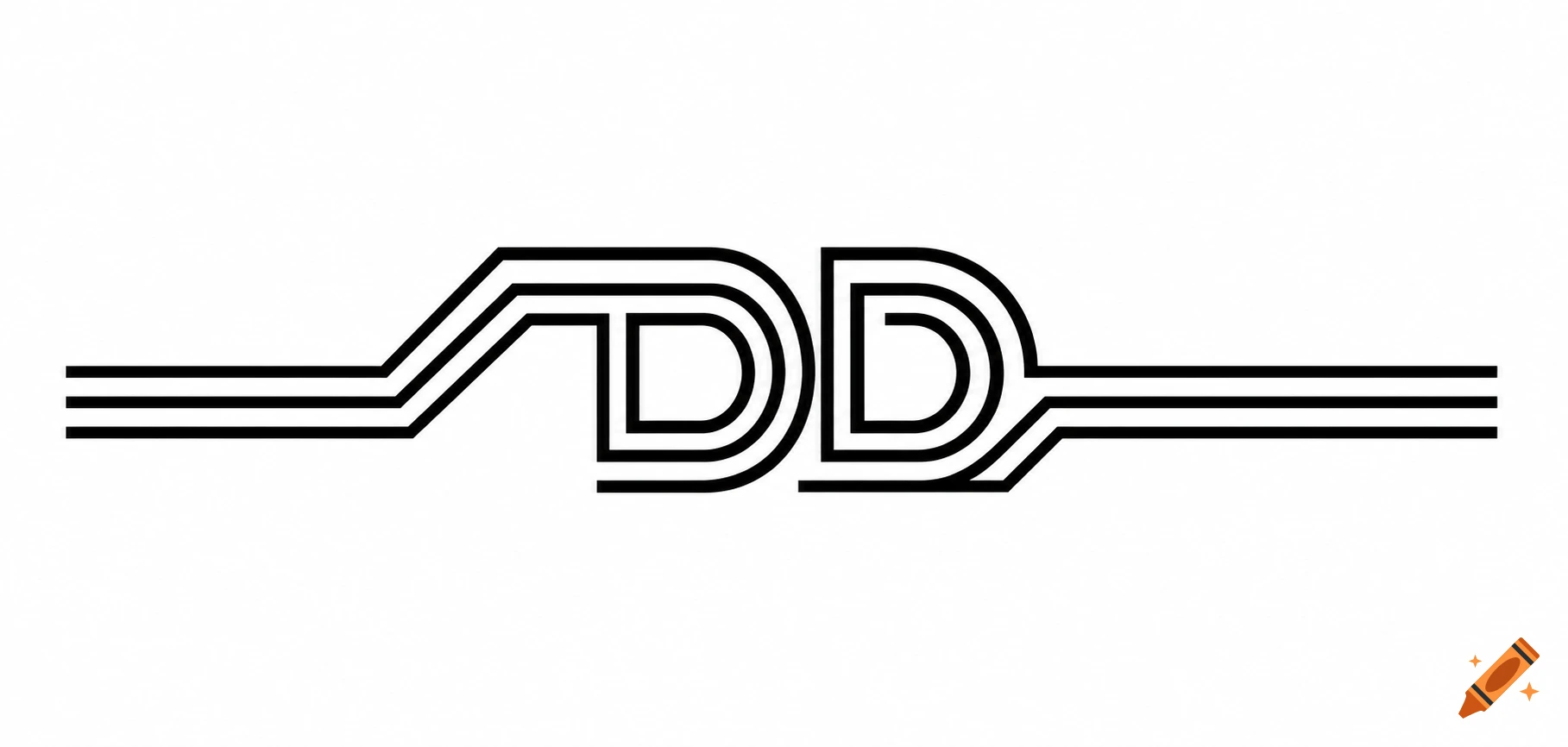Minimalist black and white vector fashion logo featuring the initials DD composed of continuous parallel lines on a clean background