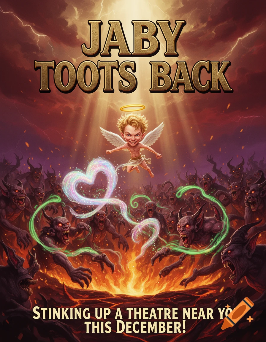 Movie poster featuring a winged angel floating above a horde of demons in a fiery hellscape, with bold title text.