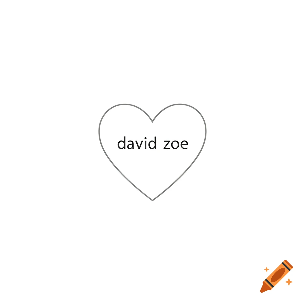 minimalist line art of a heart containing the text david zoe