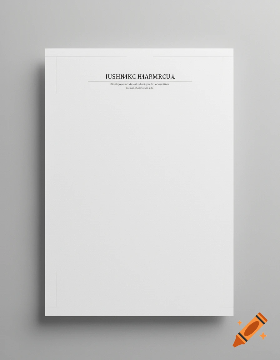 A4 blank sheet of white paper on a gray surface with unintelligible header text.