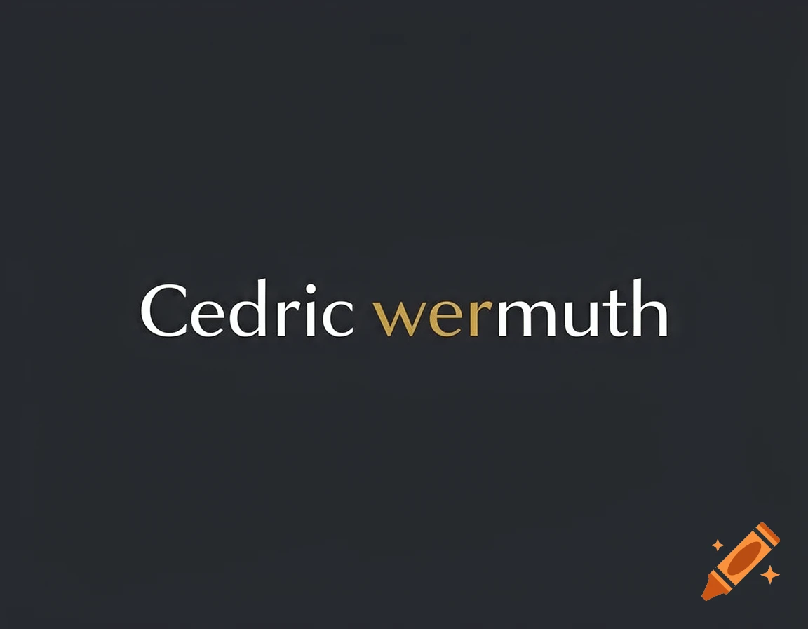 The name Cedric Wermuth written in white and gold serif font on a dark gray background.