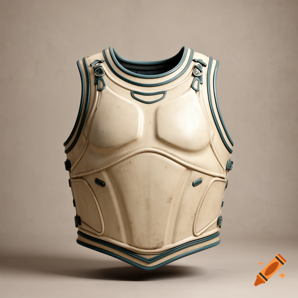 A cream-colored cuirass armor with blue-green trims, displayed on a neutral background.