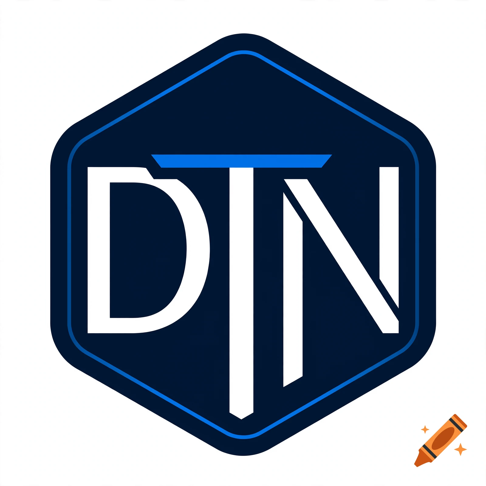 Hexagon logo featuring the letters DTN in white and blue on a dark background.