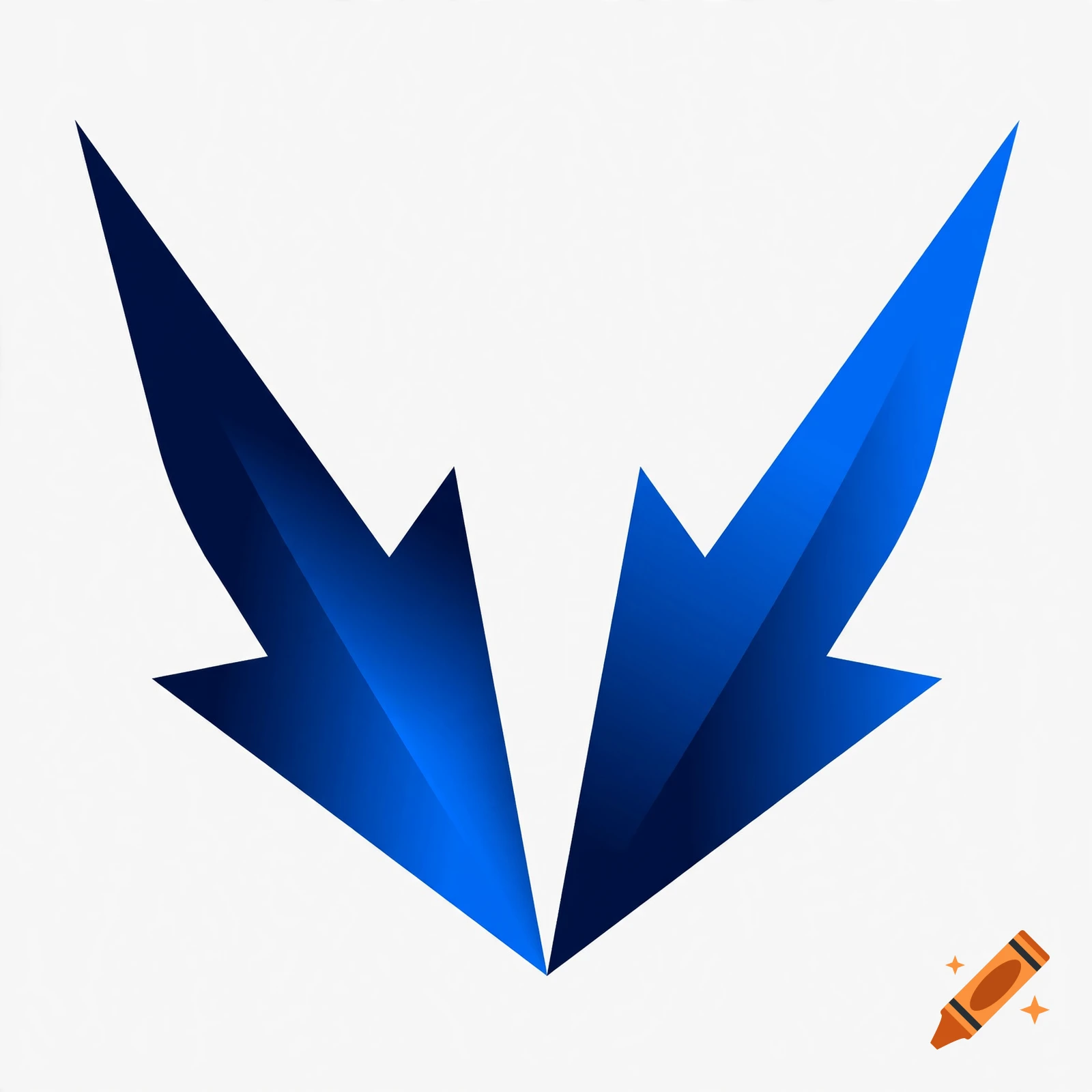 Minimalist blue app logo featuring two stylized arrows meeting at a single point on a white background.
