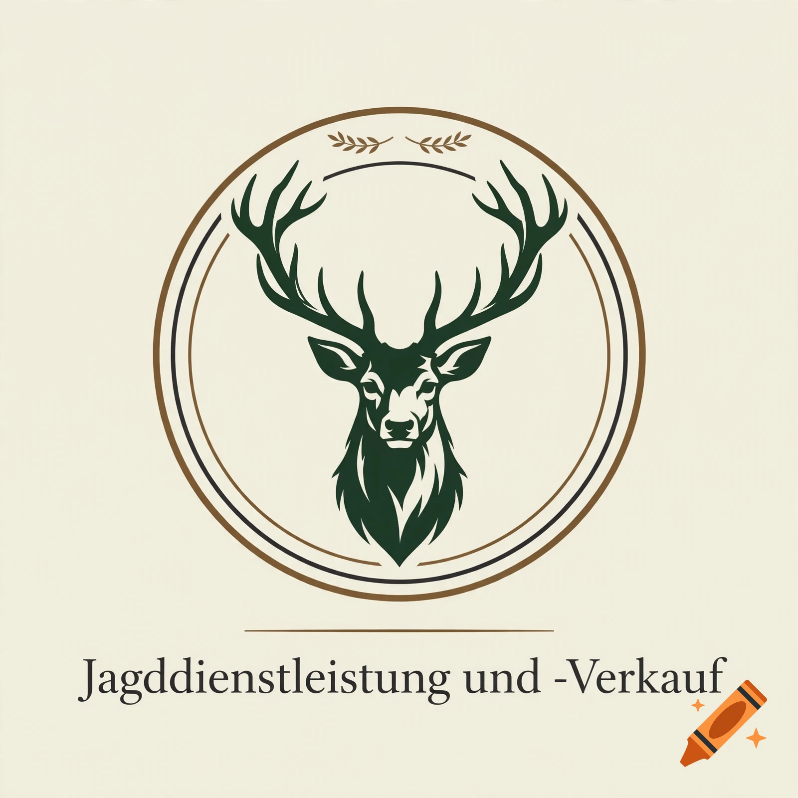 Circular vector logo featuring a deer head with antlers and text reading Jagddienstleistung und -Verkauf.