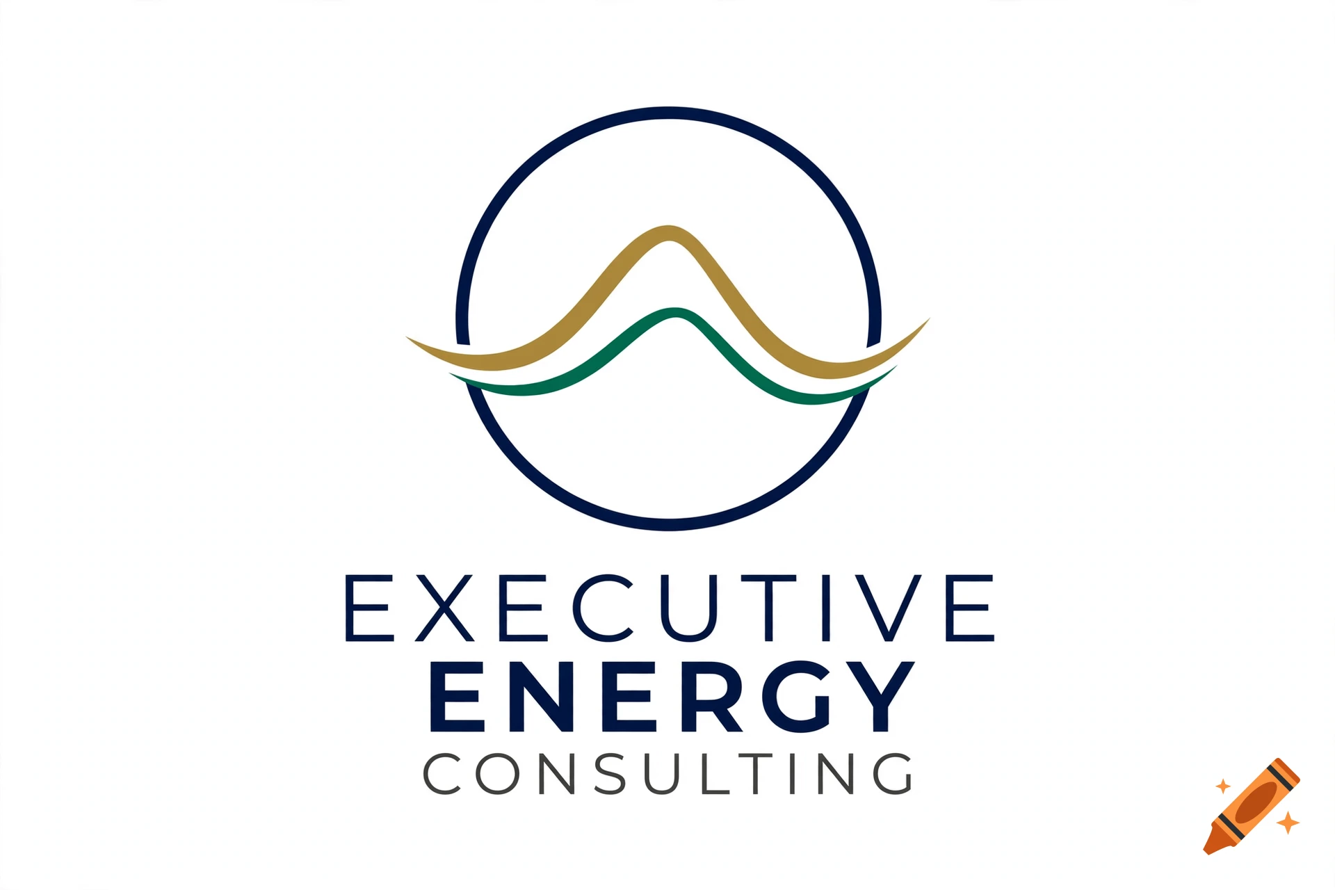 Minimalist corporate logo featuring a circle with abstract wave design and the text 'EXECUTIVE ENERGY CONSULTING'.