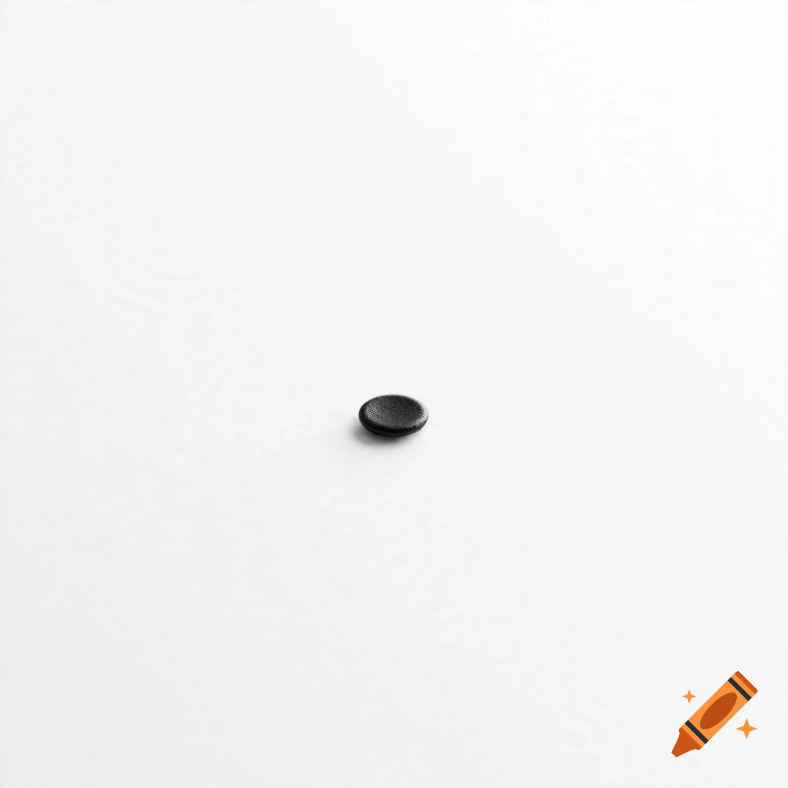 A single small black button on a clean white background.