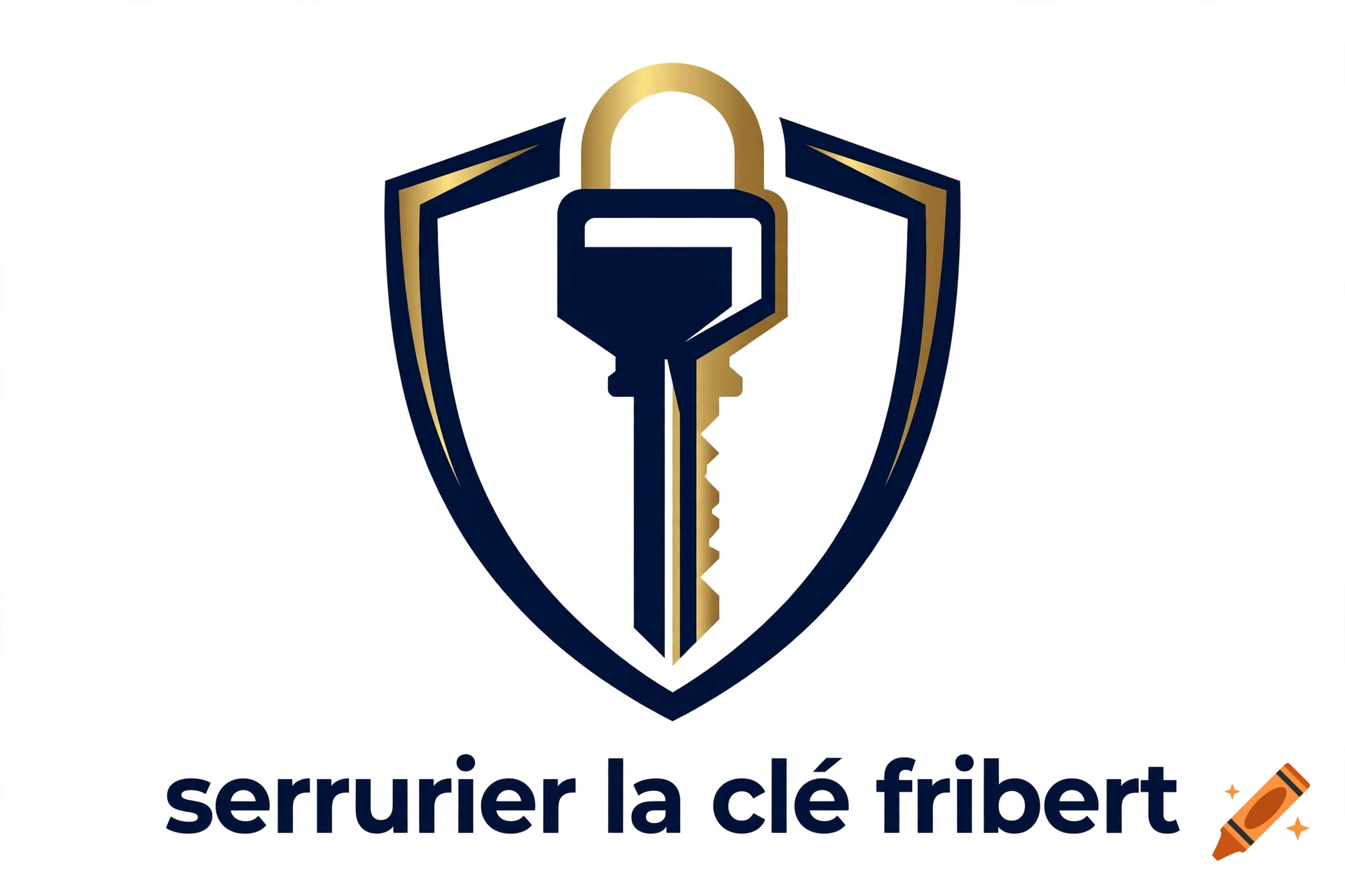 A professional logo featuring a shield with a key and padlock design, accompanied by the text 'serrurier la clé fribert'.