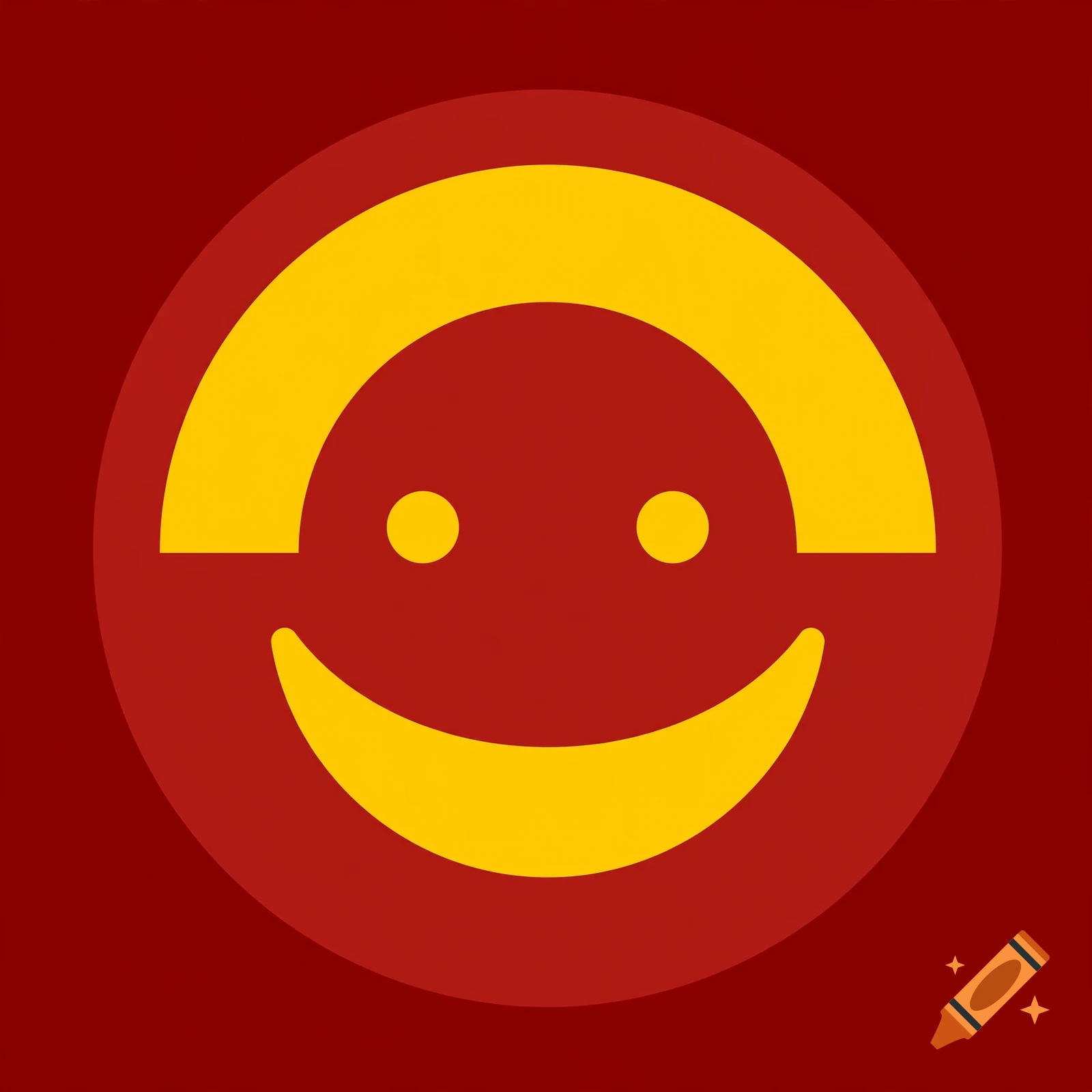 Minimalist red and yellow logo resembling a smiling face.