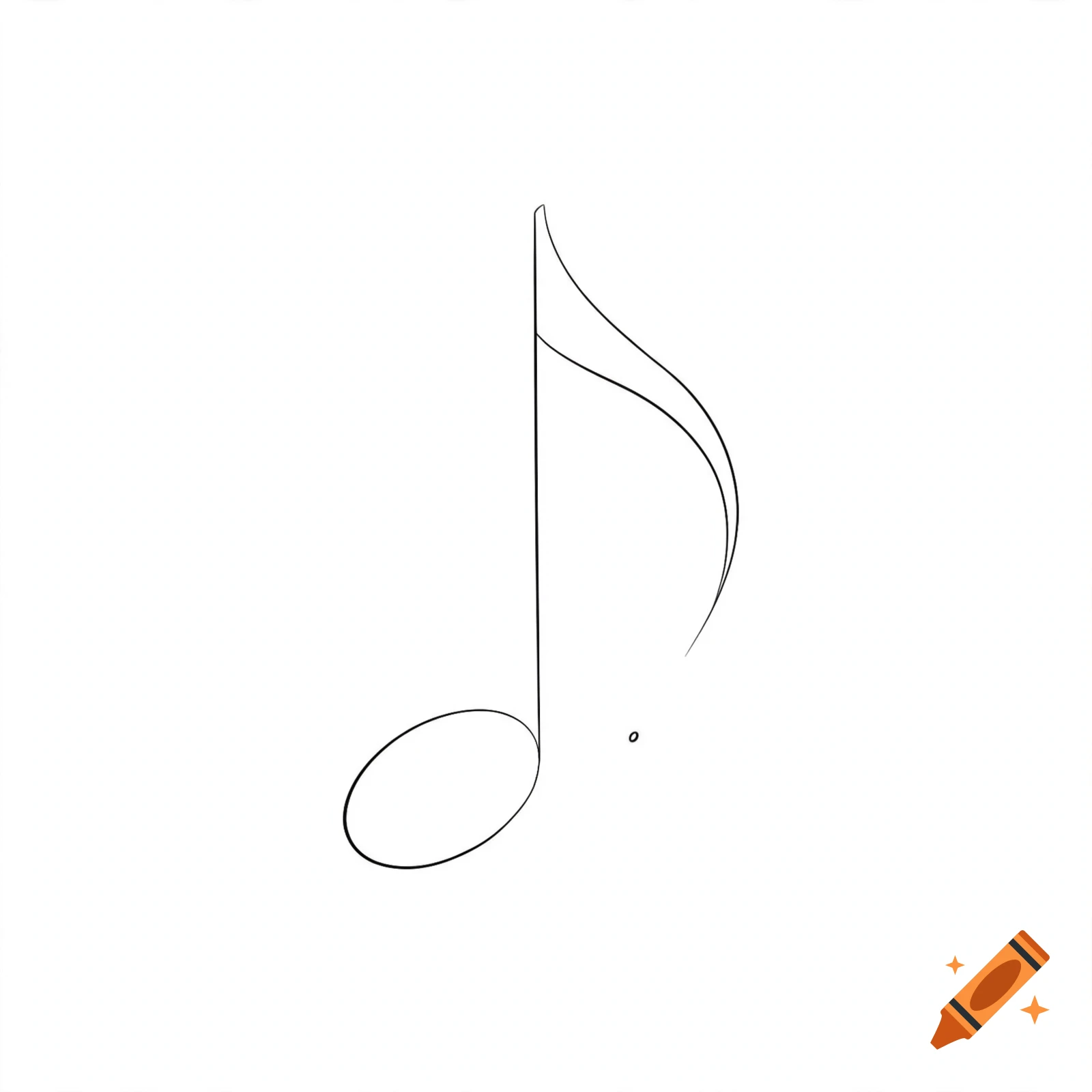 A black and white line drawing of a dotted eighth musical note on a plain white background.