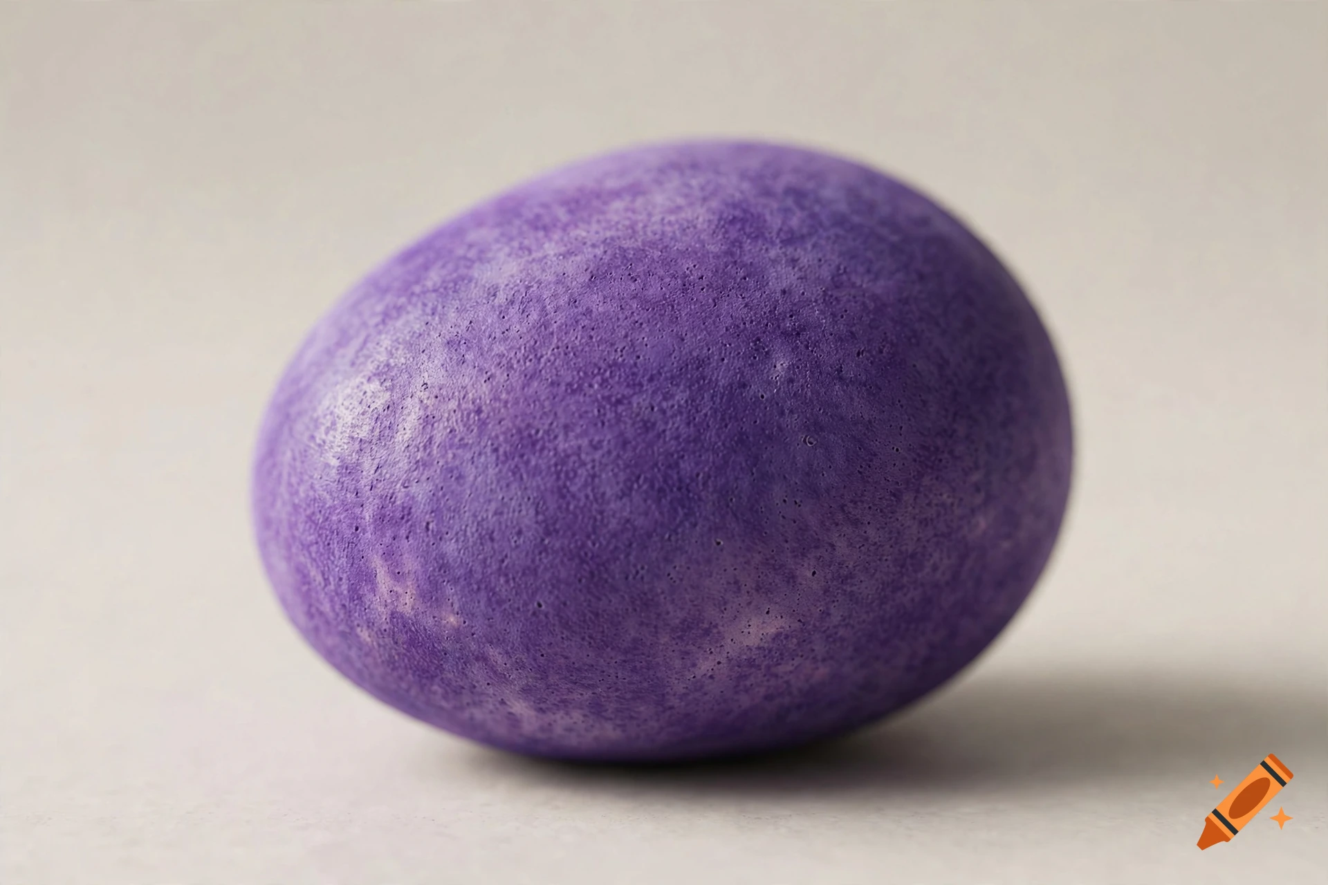 A close-up photorealistic shot of a single purple textured egg on a neutral background.