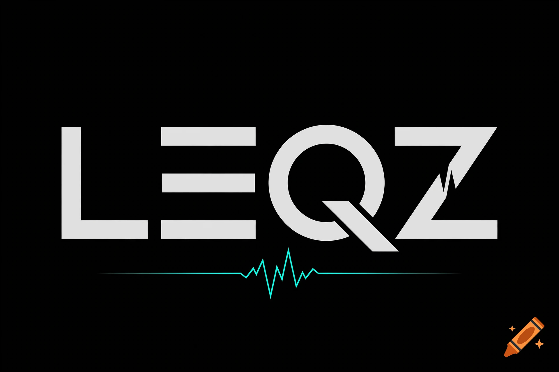 Modern minimalist logo with the text LEQZ in white against a black background, featuring a subtle cyan soundwave graphic below.