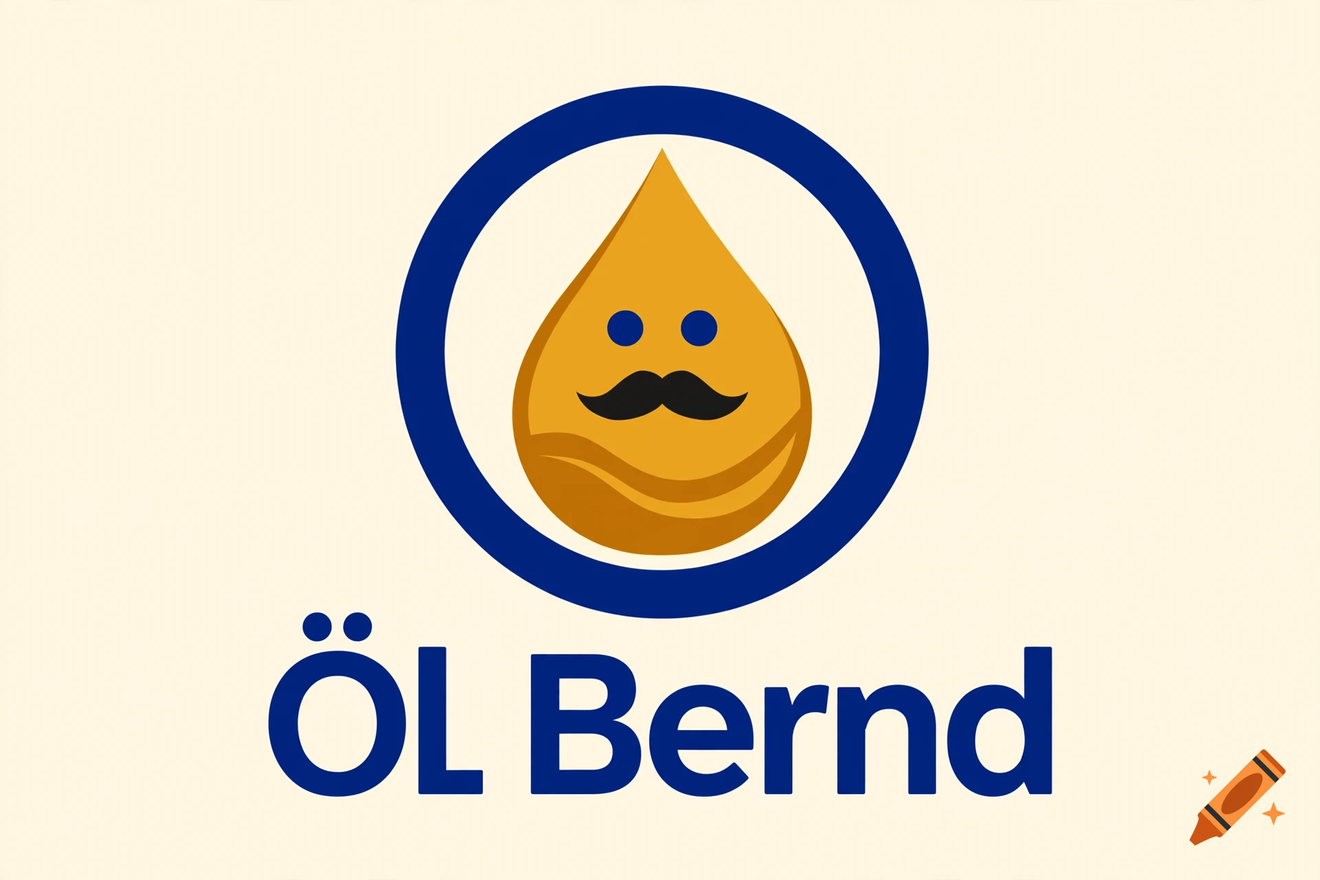 Logo featuring a blue circle enclosing an oil drop with eyes and a mustache, with the text 'Öl Bernd' below it.