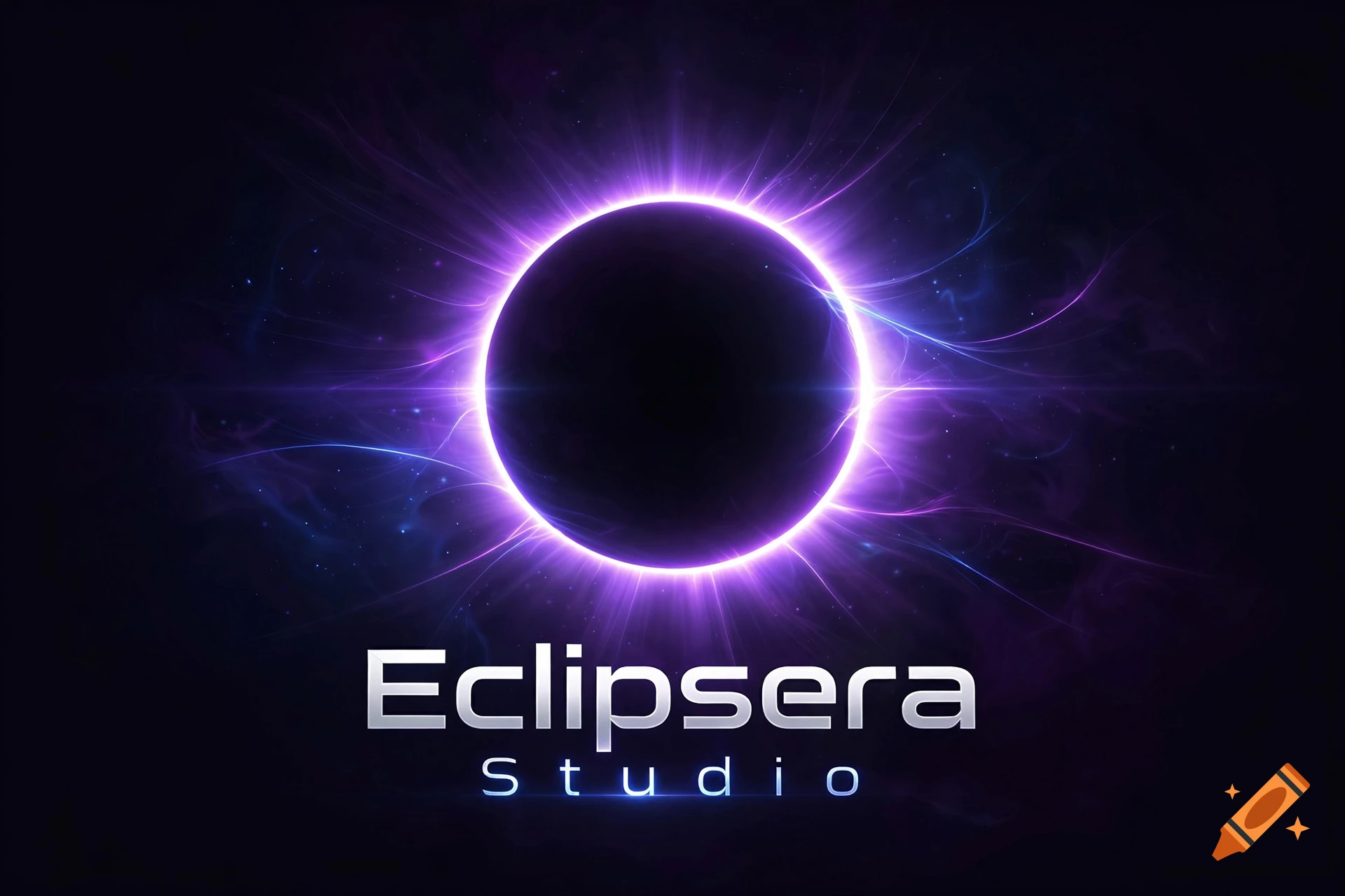 Logo featuring a dark eclipse with purple and blue glowing corona, and the text Eclipsera Studio.