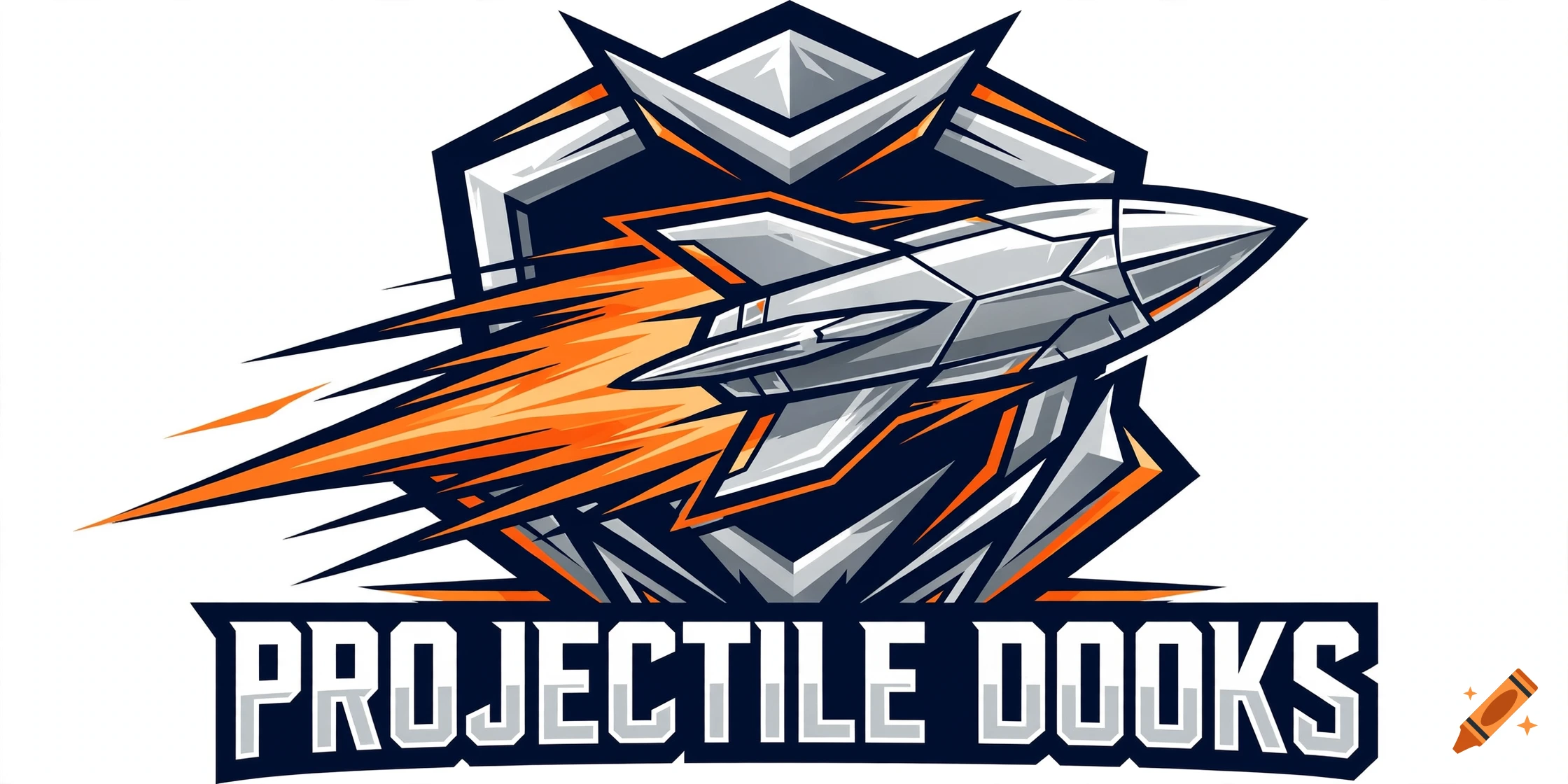 Esports style logo featuring a silver rocket and shield with the text PROJECTILE DOOKS