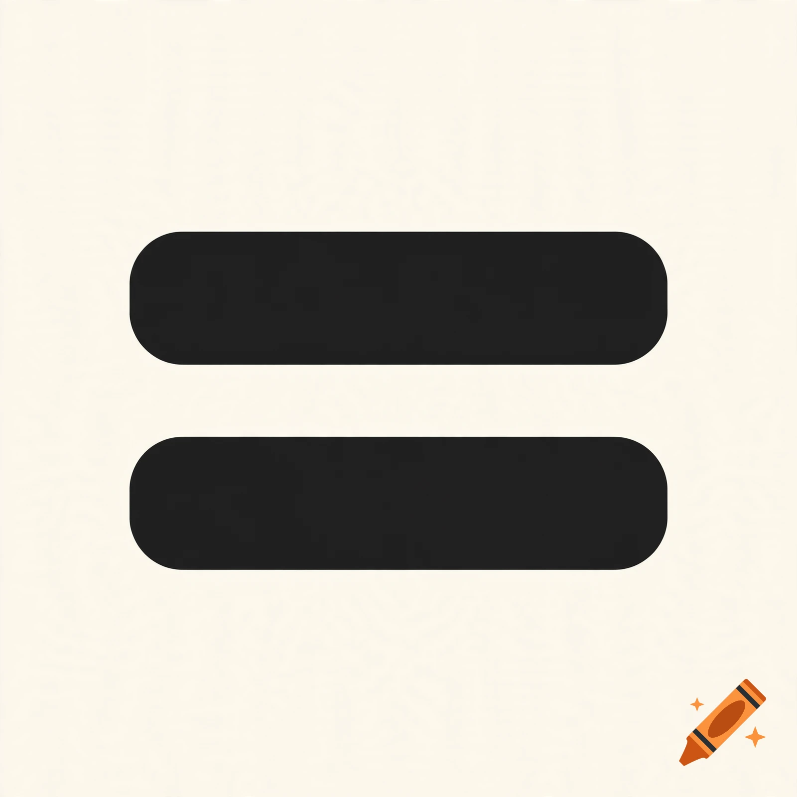Equal sign symbol in minimalist style, black bars on a cream background.