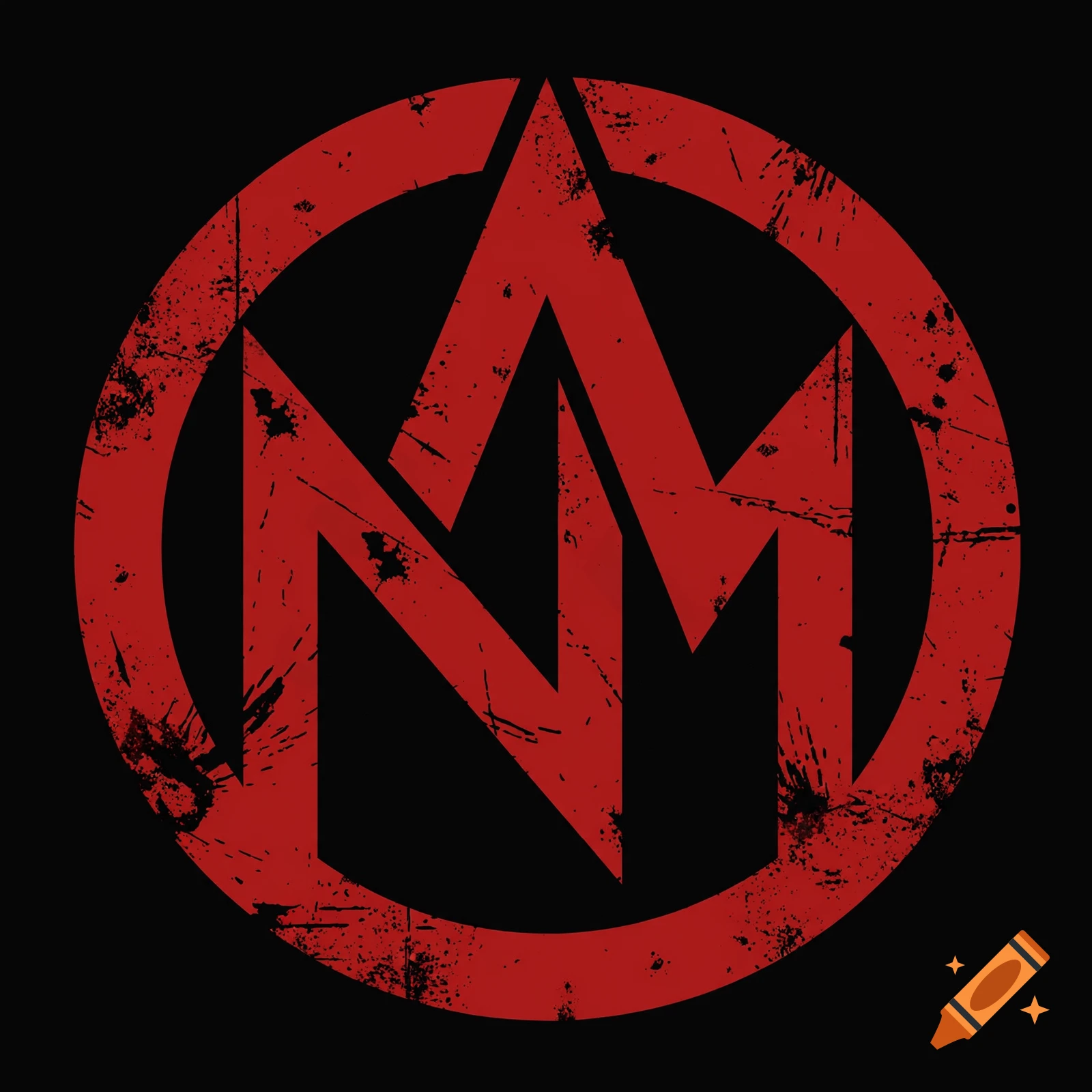 Distressed blood-red anarchist style logo with letters N, C, and M inside a circle on a black background.