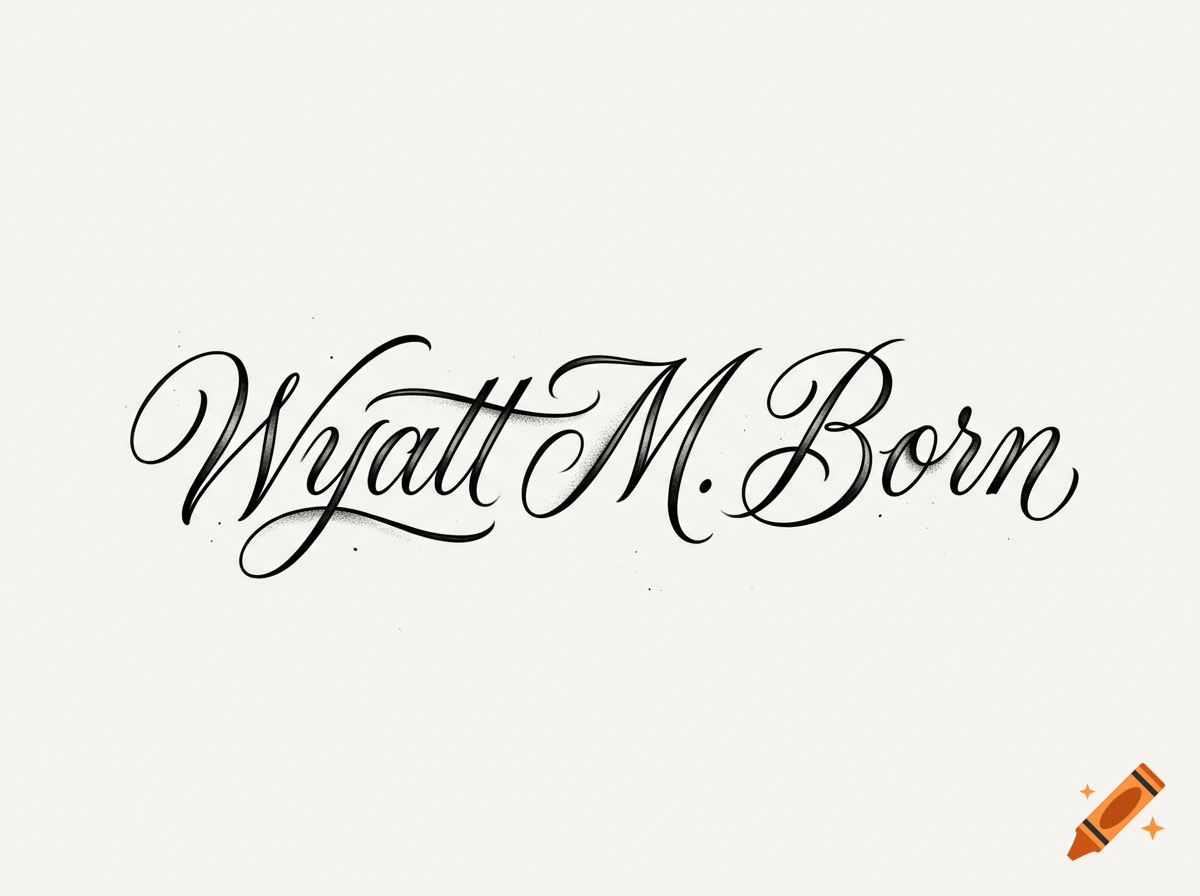 Cursive black calligraphy text reading 'Wyatt M. Born' on an off-white background.
