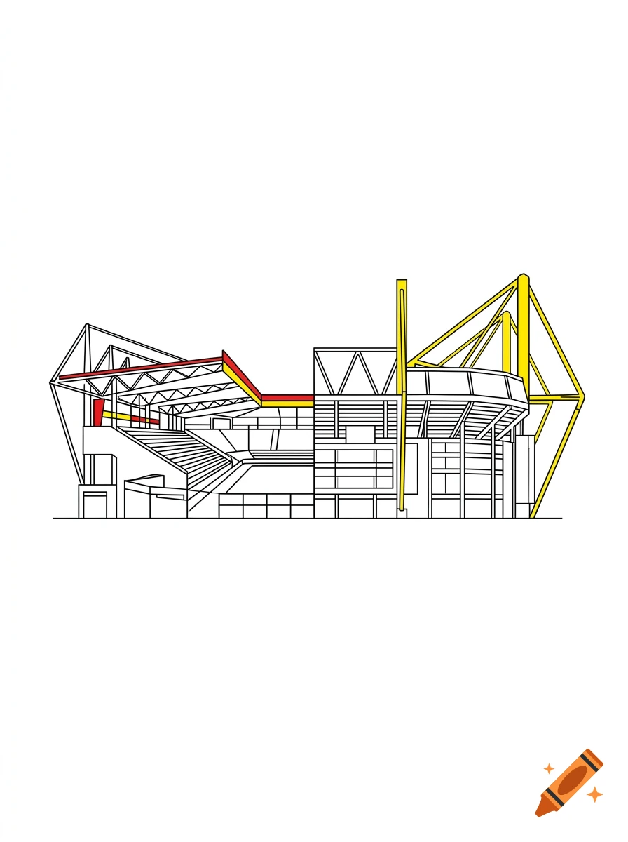 Minimalist architectural line art poster featuring a stadium fusion on a white background.