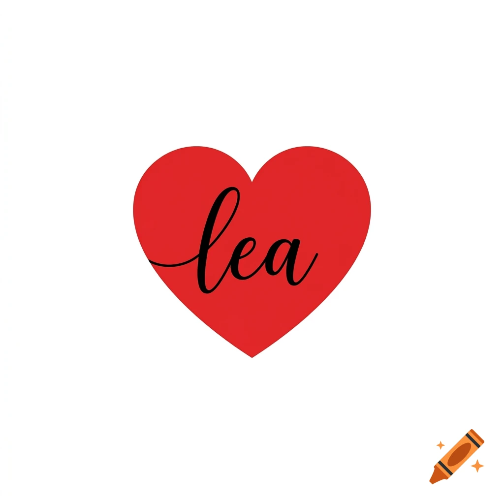 A red heart with the name lea written in black cursive script on a white background.