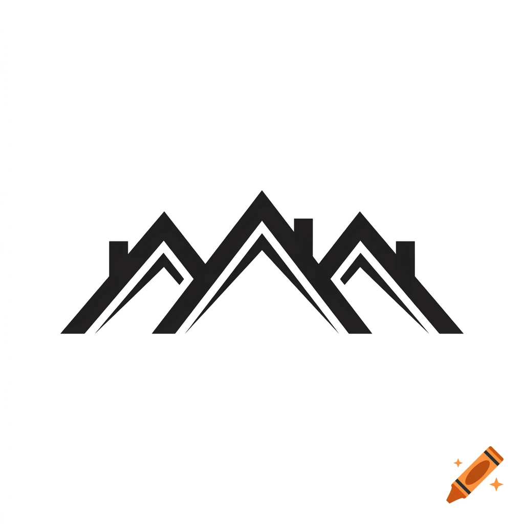 A black vector logo icon depicting three stylized house roofs with chimneys, resembling mountains or a real estate symbol.