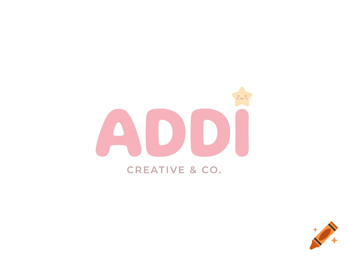 Pastel pink logo featuring the word ADDI with a cute smiling star.