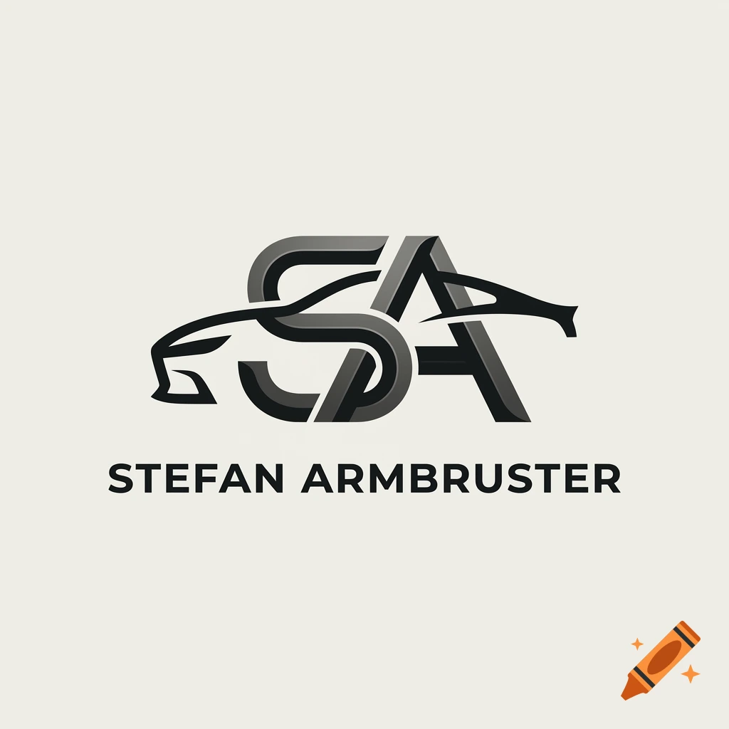 Minimalist corporate logo featuring interlocking letters 'SA' combined with a car silhouette, with the text 'STEFAN ARMBRUSTER' below, in black on a neutral background.