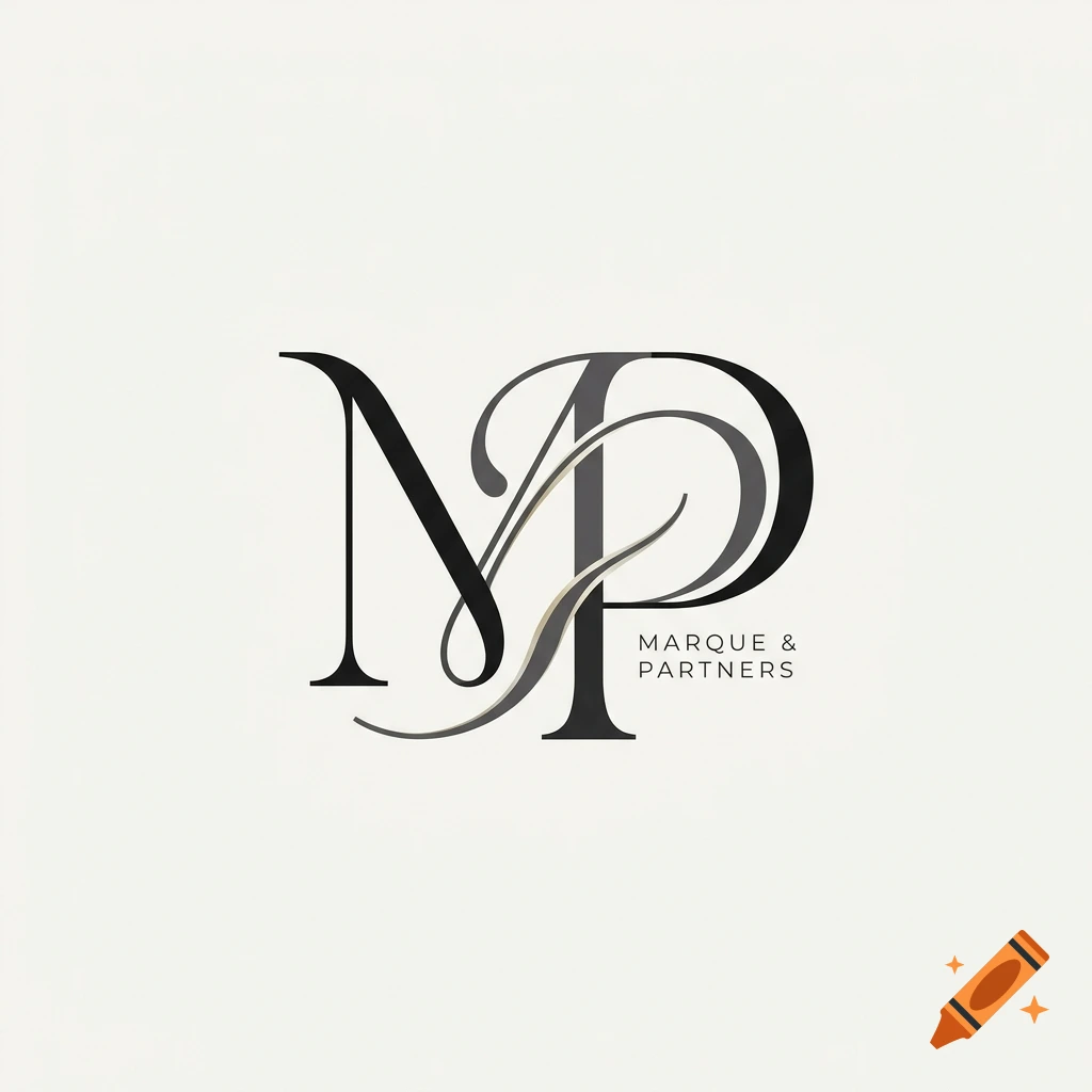 Minimalist monogram logo featuring intertwined letters M and P with text 'MARQUE & PARTNERS' below.