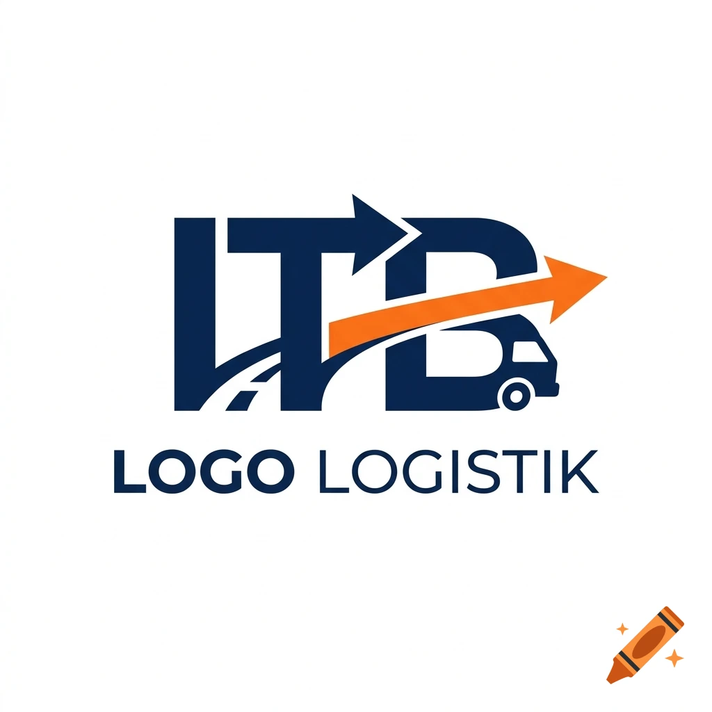 Logistics company logo featuring the letters ITB integrated with a road and an arrow graphic, with the text 'LOGO LOGISTIK' below.