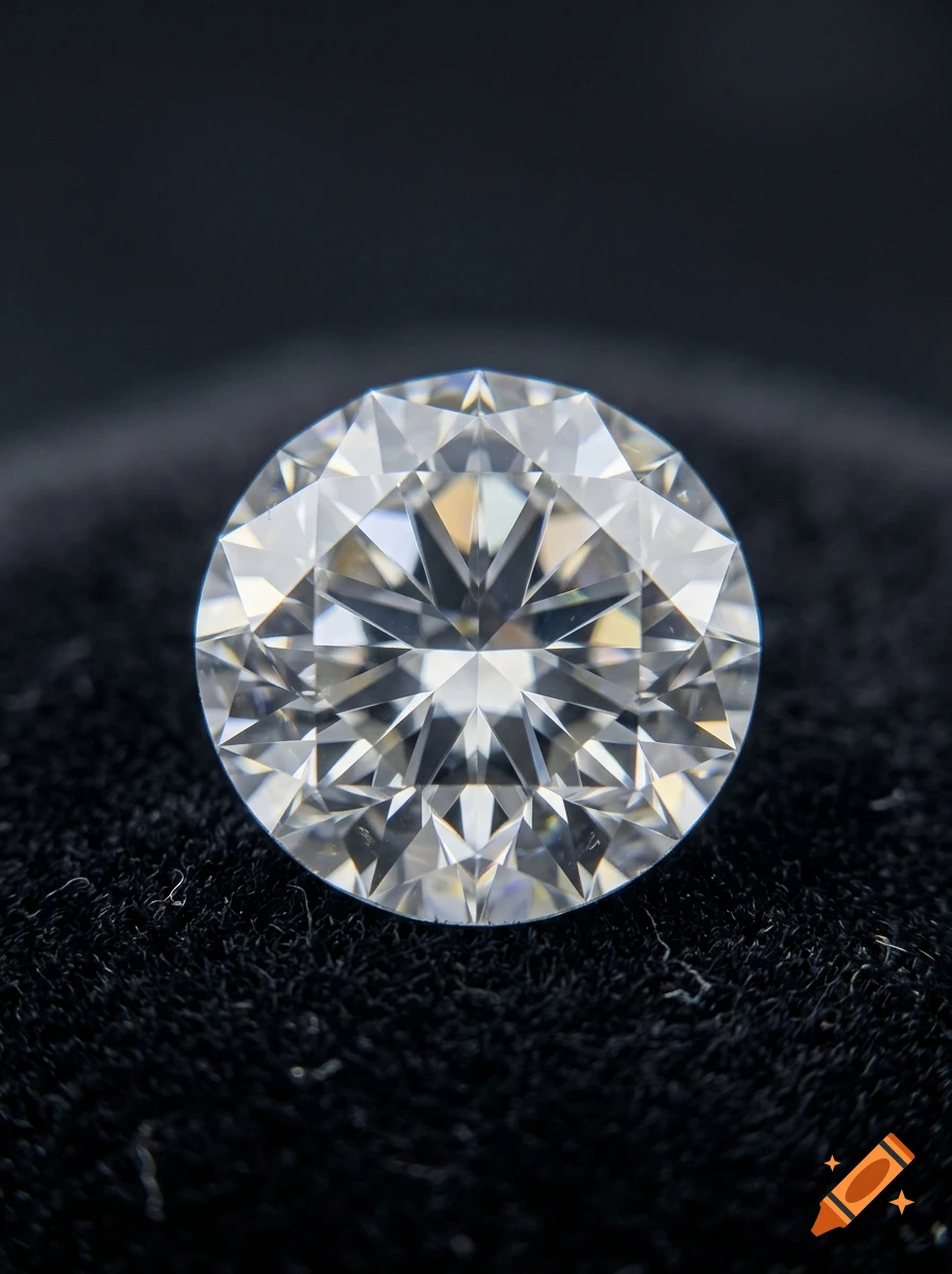 Close-up photorealistic shot of a brilliant-cut diamond resting on black velvet.