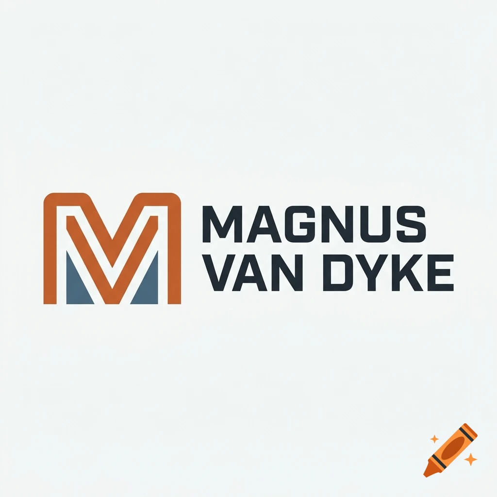 Minimalist vector logo featuring an M and V monogram next to the text MAGNUS VAN DYKE.