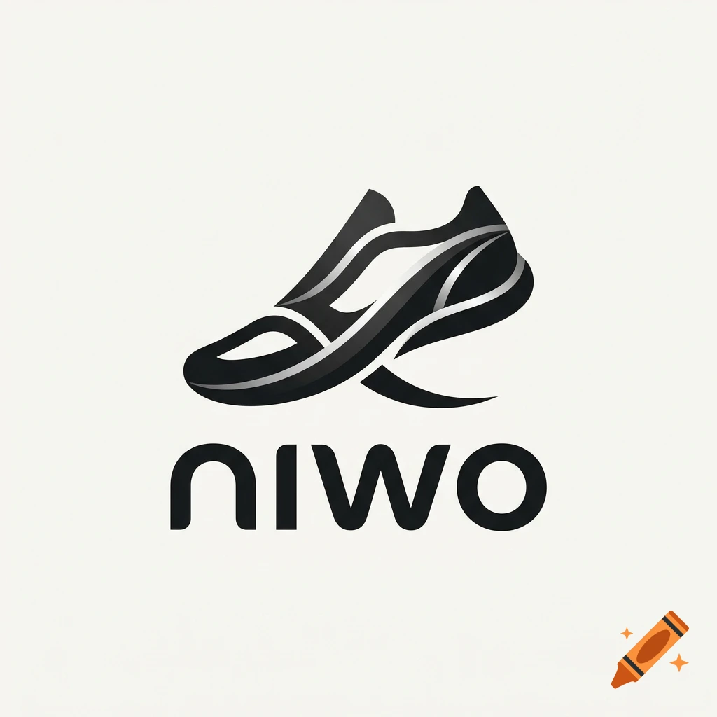 A sleek black and grey sneaker logo with the word 'niwo' underneath in a modern font against a light background.