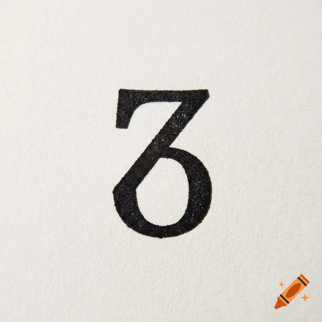 Close-up of the Georgian letter 'Zen' printed in black ink on textured white paper.