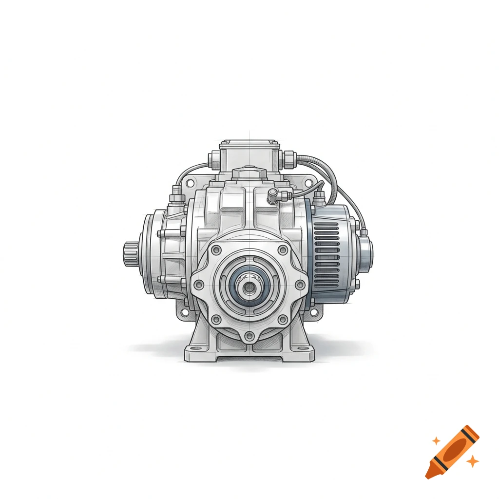 Technical drawing of an industrial machine component centered on a white background.