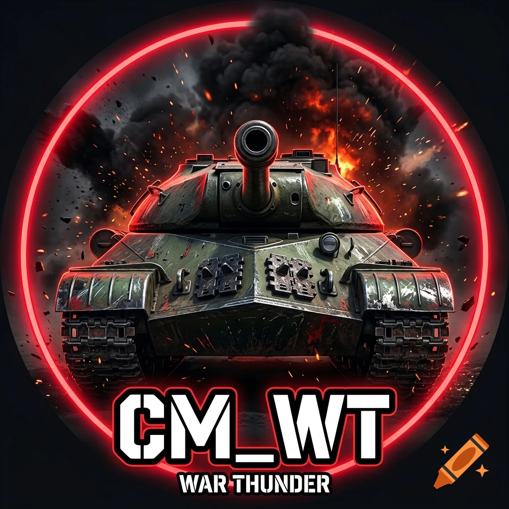 Esports style gaming profile picture featuring a Soviet heavy tank with a red neon circle and text CM_WT.