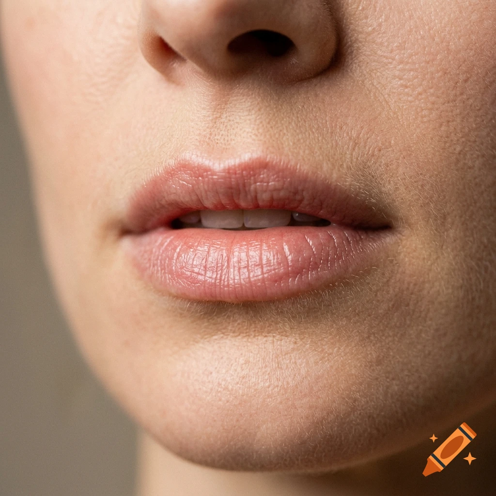 Close-up of a person's lower face, focusing on their lips and mouth, showing natural skin texture and slight parting of the lips.
