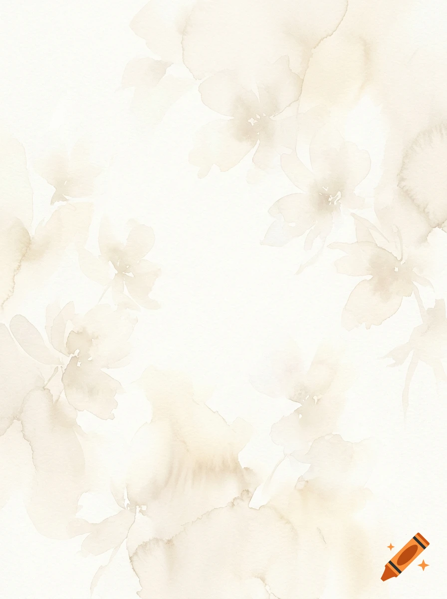 Delicate ivory and beige watercolor floral background with soft petals.