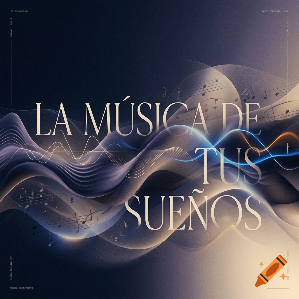 Digital radio show cover art with abstract wave lines and the text 'La música de tus sueños'.