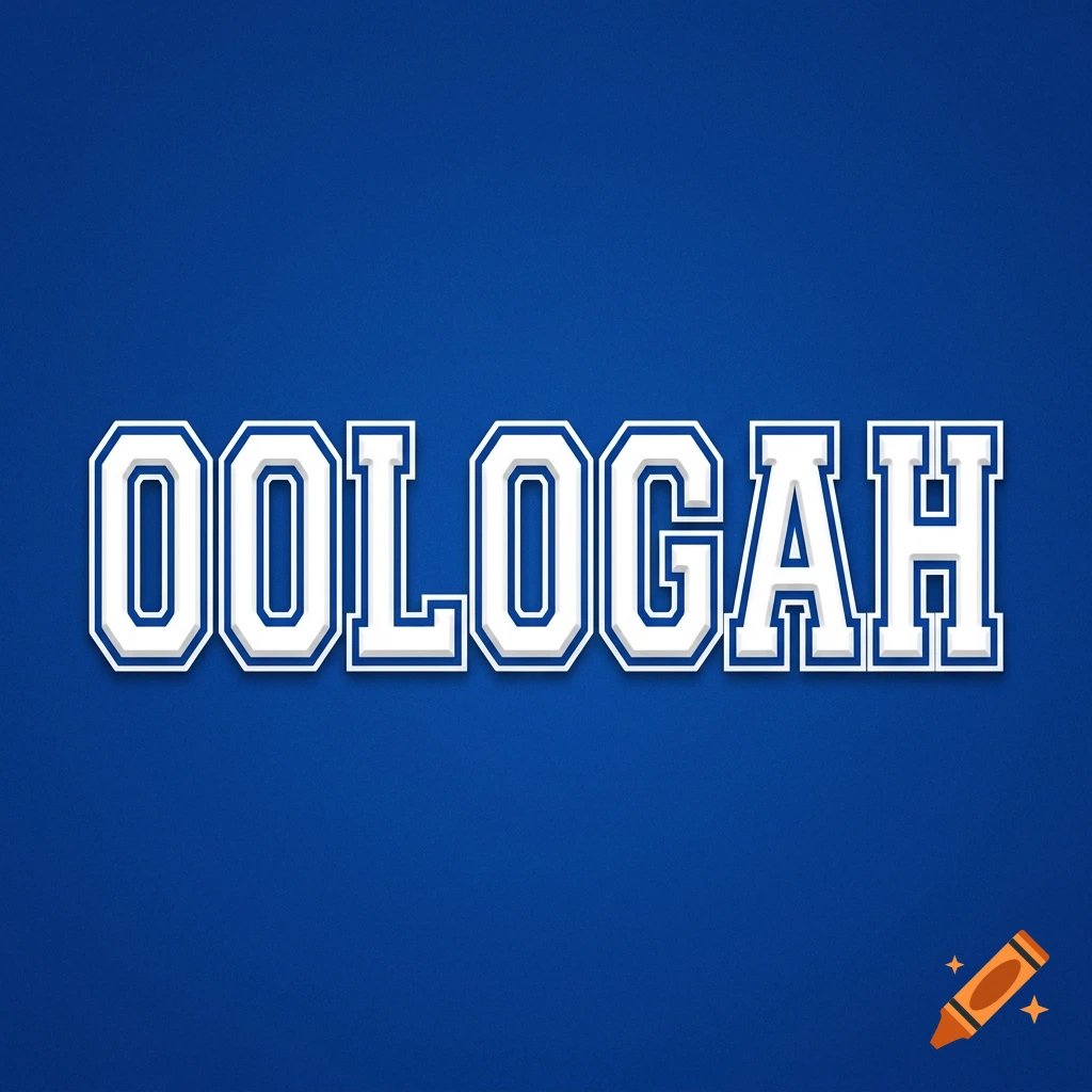 The word OOLOGAH in bold white and blue college-style print centered on a textured blue background.