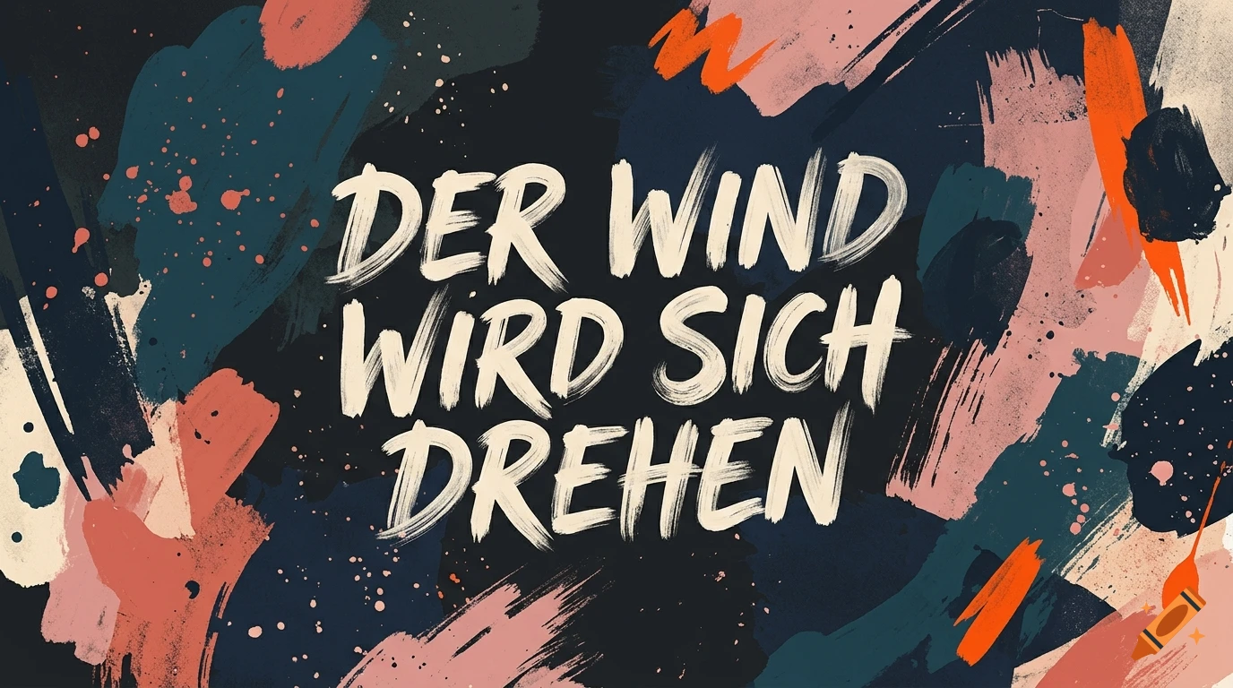 Abstract indie music artwork featuring expressive brush strokes and the text 'DER WIND WIRD SICH DREHEN'.