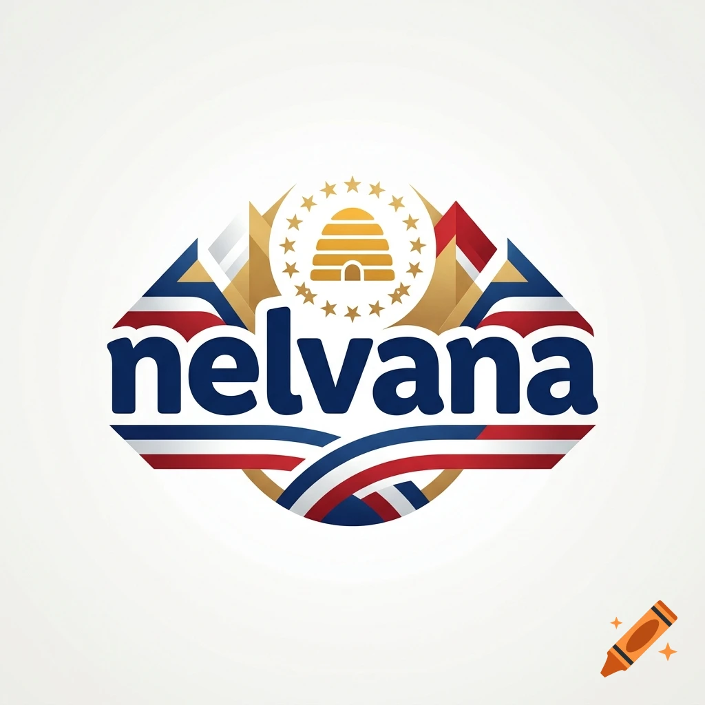A stylized logo featuring the word nelvana in blue text integrated with a Utah state flag design and beehive icon.