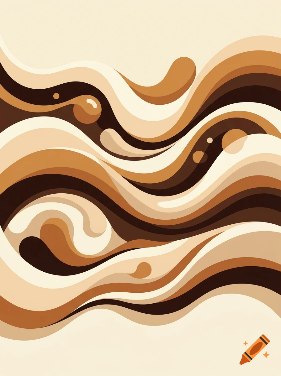 Minimalist vector abstract waves in cream and coffee brown tones.