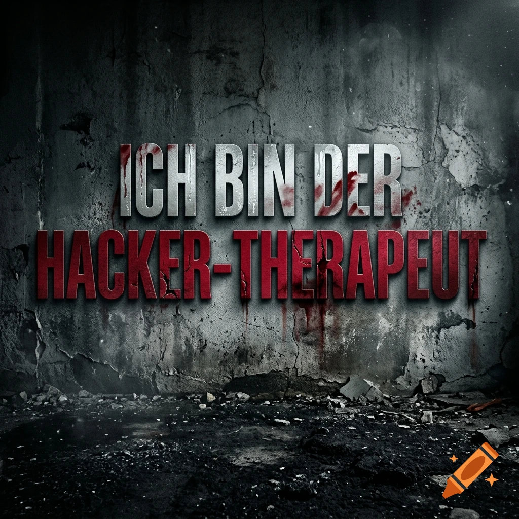 Album cover art featuring the text ICH BIN DER HACKER-THERAPEUT in distressed typography against a dark, gritty concrete wall.