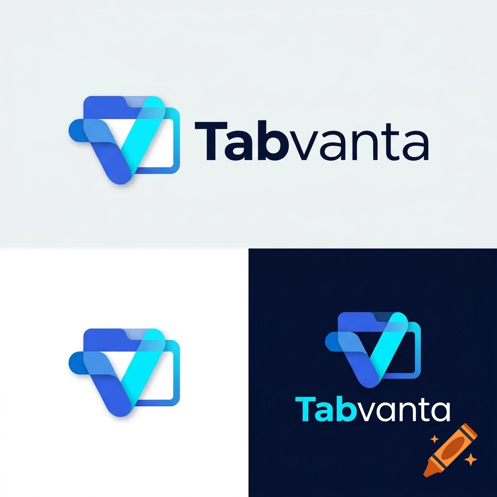 A modern software logo with a blue folder icon and the text Tabvanta on a white and dark background.