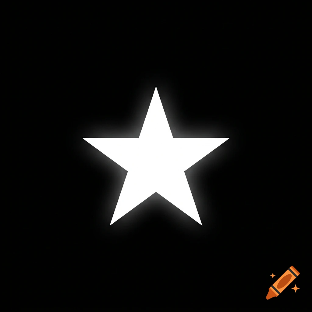 A glowing white five-pointed star centered against a solid black background.