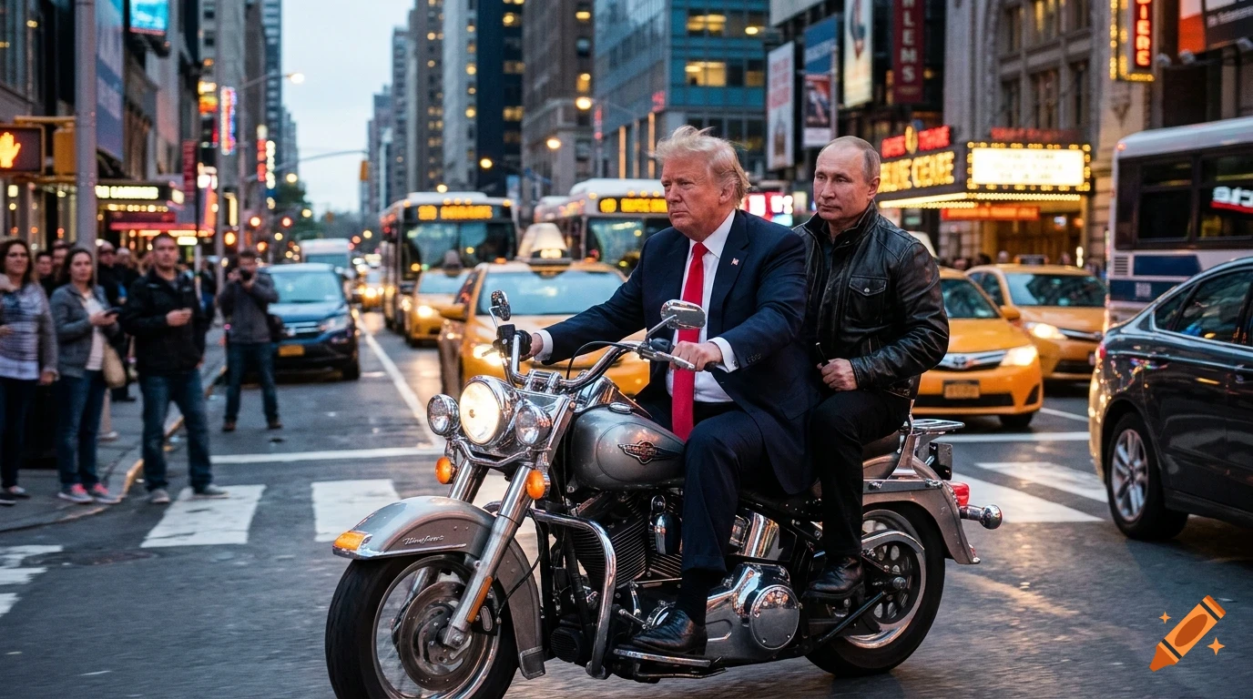 Two men riding a motorcycle together down a busy city street.