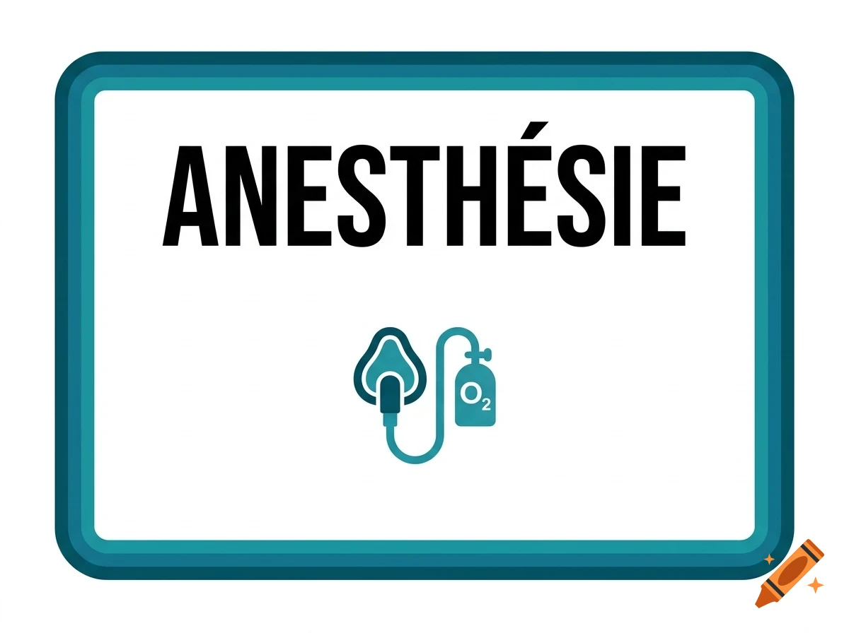 Anesthesia sign with the French word ANESTHÉSIE and an oxygen tank icon.