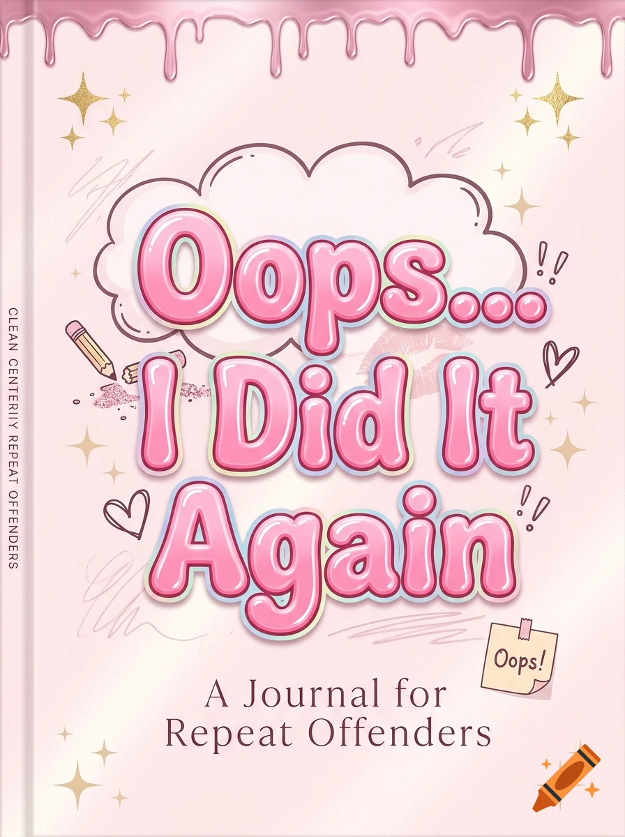 A pastel pink book cover with glossy bubble letters reading Oops... I Did It Again and sparkles.