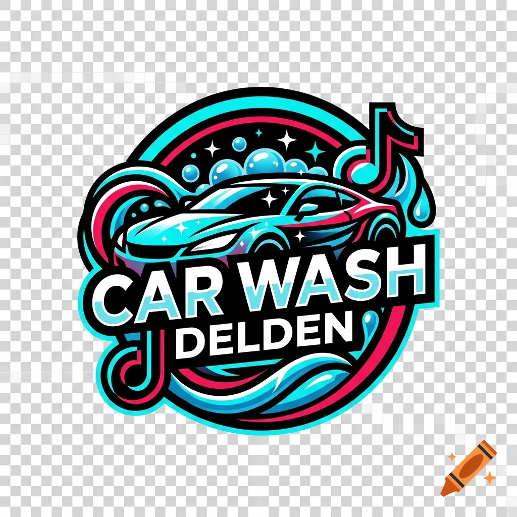 Vibrant logo for Car Wash Delden featuring a stylized car and bubbles in a circular design.