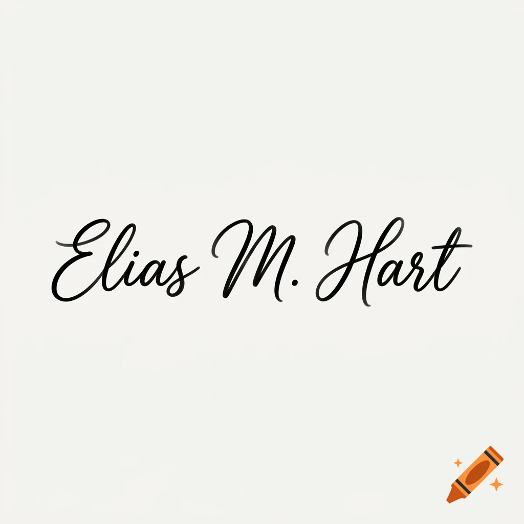 Black cursive lettering of the name Elias M. Hart on a plain off-white background.